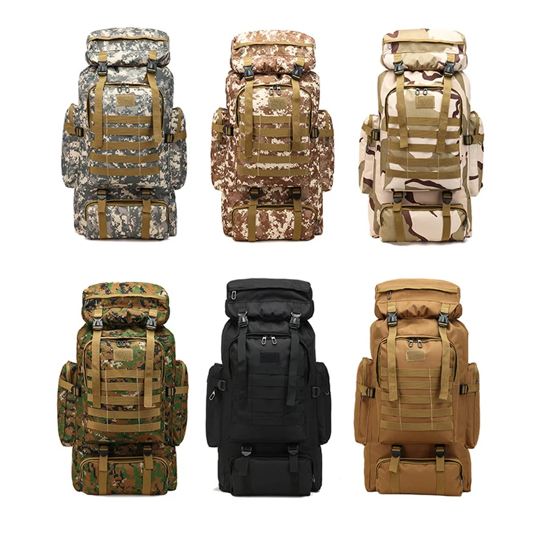 Fonto 80L outdoor military backpack Camouflage large-capacity backpack Camping hiking backpack Waterproof and wearable