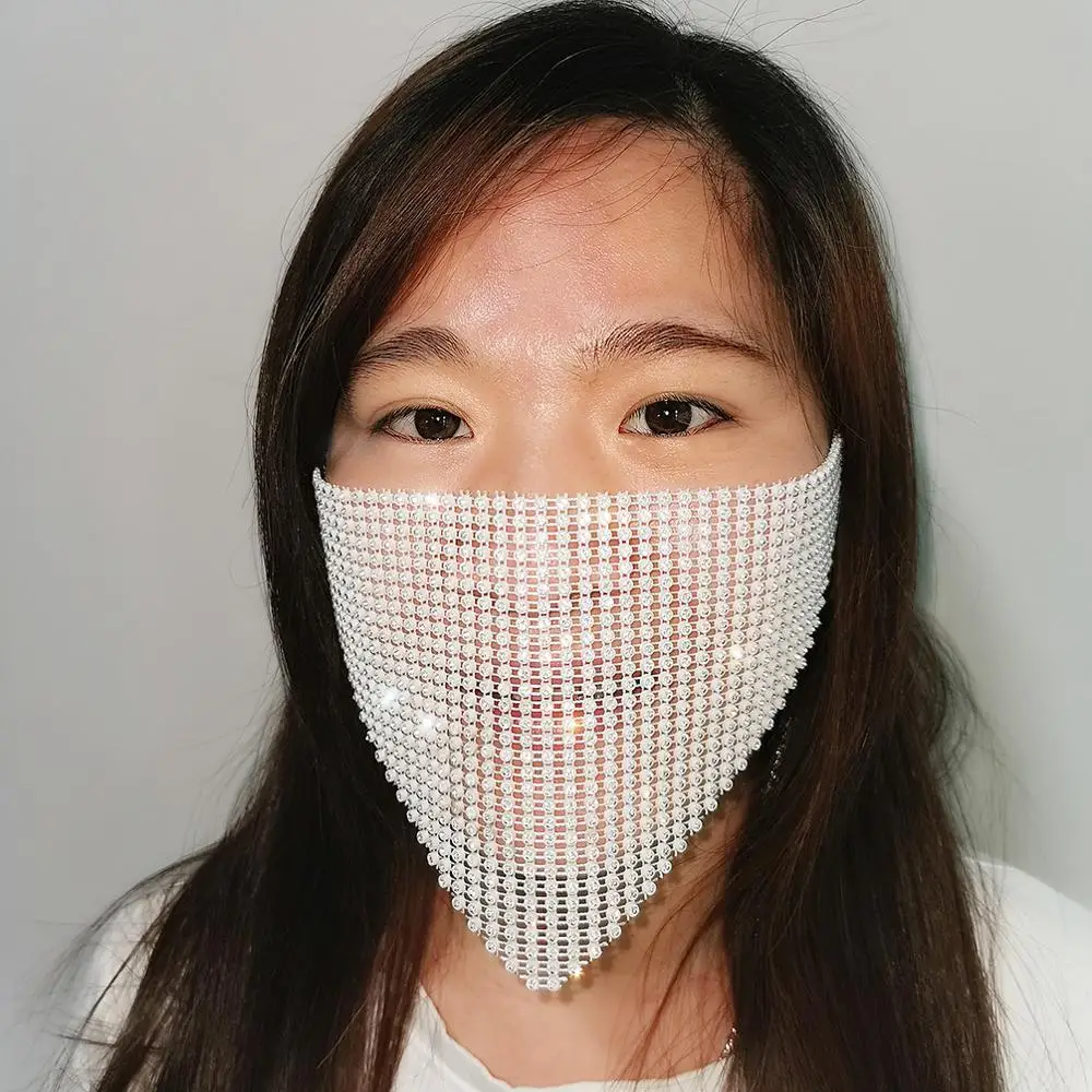 MANILAI-أقنعة حجر الراين المتلألئة للنساء ، مجوهرات مسائية مثيرة ، غطاء للوجه ، مجوهرات للجسم ، قناع للوجه ، قناع فتاة