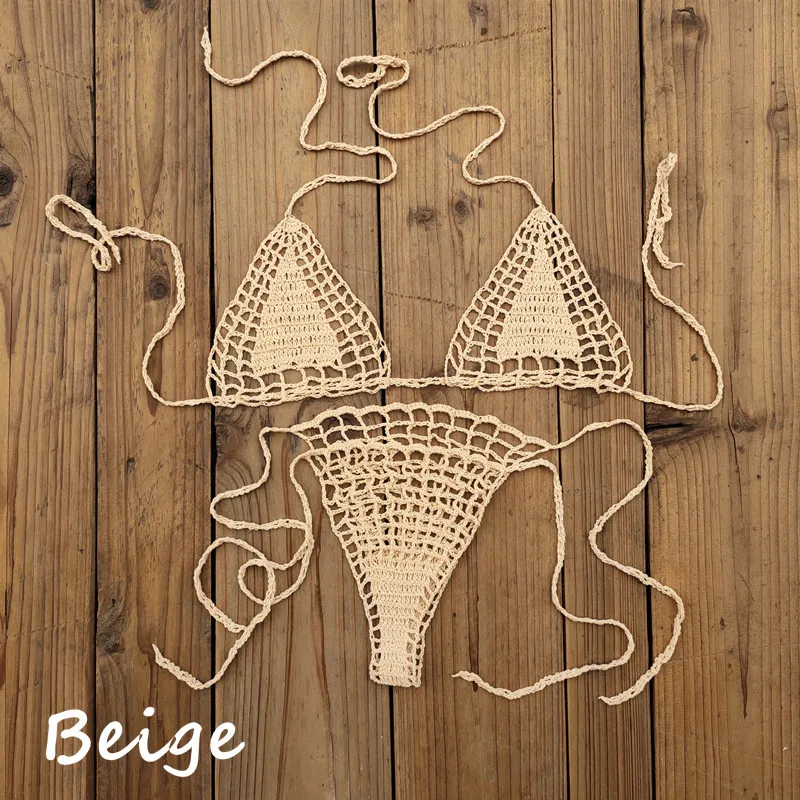 Handmade Crochet Micro Bikini G Thong String Beach Micro Swimwear Sexy Lingerie Sets