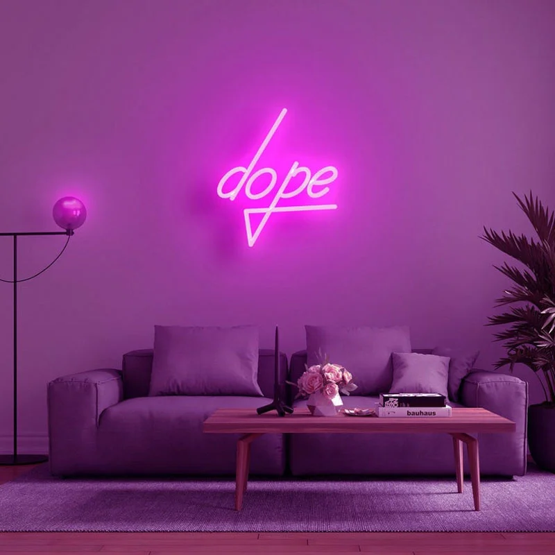 OHANEONK Custom DOPE Neon Sign Light for  Living Room Office Pub Bar Neon Sign Phrase Wall Art Home Bar Light DecorPersonalized