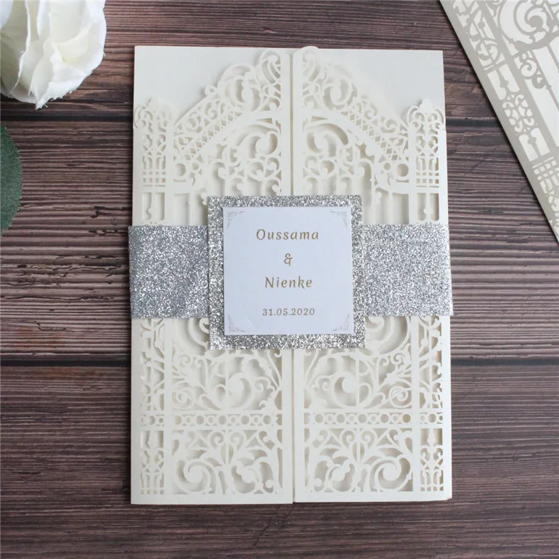 Ivory elegant personalized invitations for Wedding Rehearsal Dinner, Birthday, Bachelorette Party, Reception, Anniversary