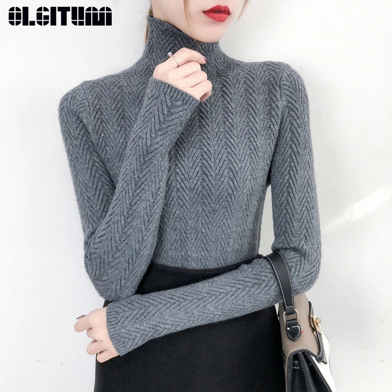 

Warm Turtleneck Bottoming Women Sweater Autumn and Winter 2020 New Slim Long Sleeve Tight Knitted Bottom Shirt Thick Jumper Top