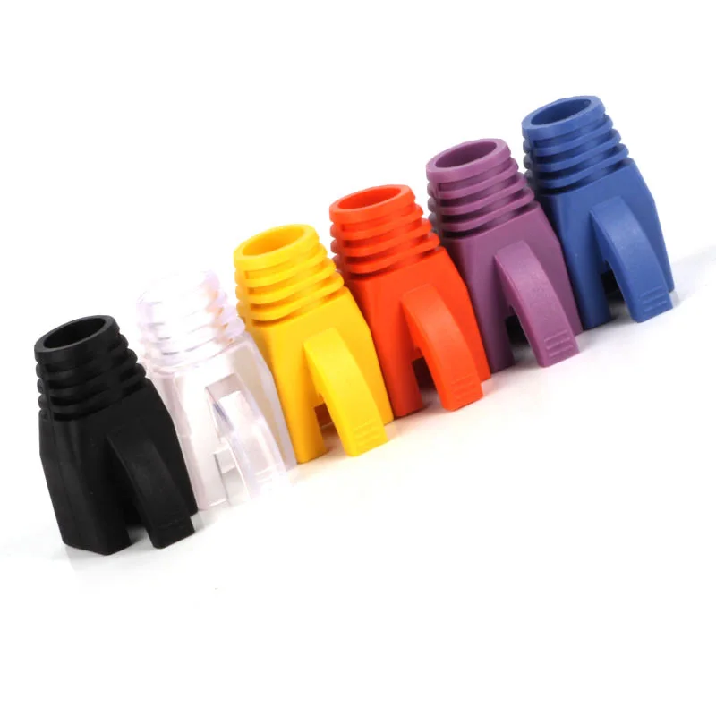 

High-quality Colorful Cat6 RJ45 Connector Caps 7MM 8MM Cat6A CAT7 Plugs Boots Network Ethernet Crystal Head Sheath Dust Covers