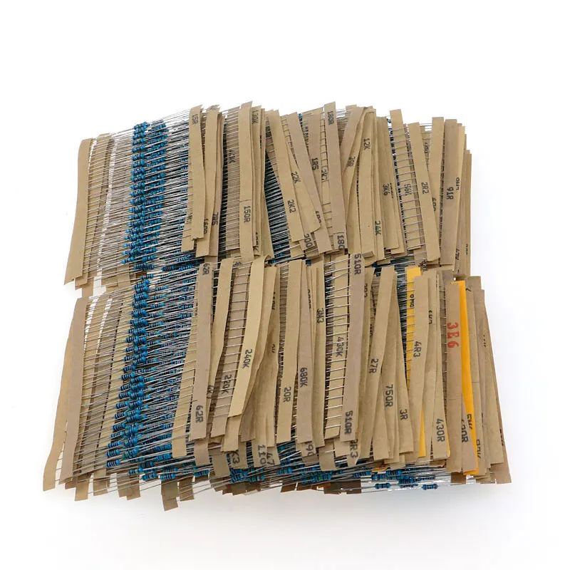 3120pcs/Box 156Value x 20pcs 1% 1/4W Metal Film Resistor Kit 1R-10M Ohm Component Pack