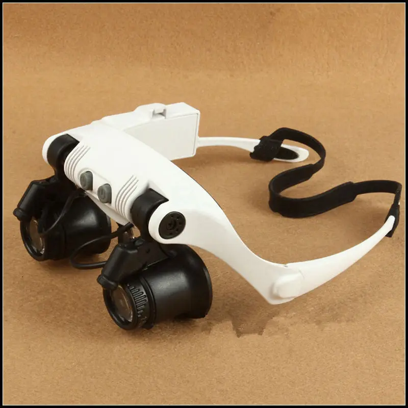 10X 15X 20X 25X Magnification Eyeglasses Headband Lighted Magnifier Watching Repairing Helping Magnifying Glass with LED Light