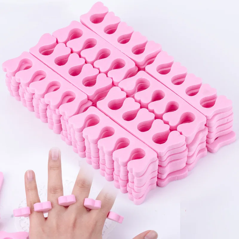 ฟองน้ำสีชมพู100Pcs = 50คู่เล็บ Toe Separators นิ้วมือฟุตฟองน้ำนุ่มเจล Polish Manicure Pedicure Pack เครื่องมือความงาม