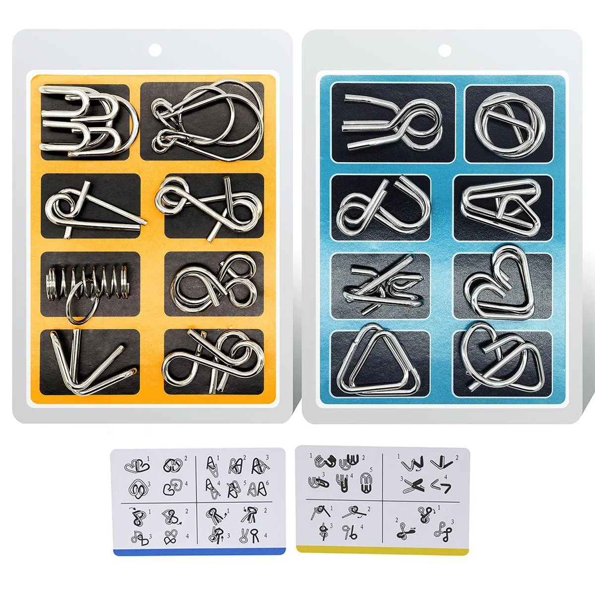 

16 Pcs Metal Wire Puzzle Set Brain Teaser IQ Test Mind Game Toys for Party Favor Kids Adults Challenge Chinese Ring Trick Toy