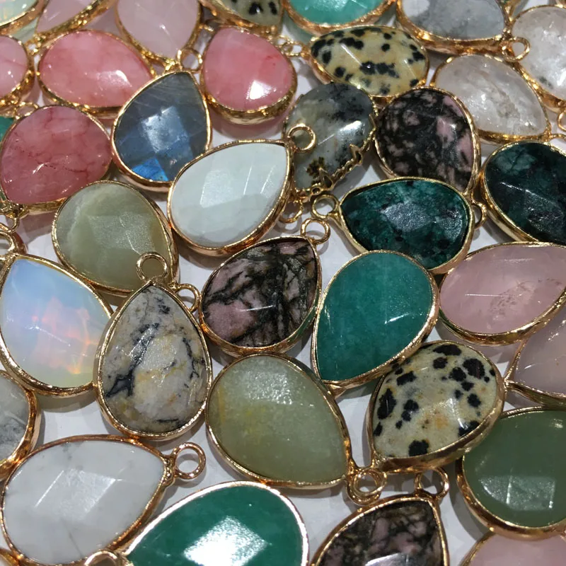 Natural Stone Cut face pendant Water drop shape Exquisite Pendants for Jewelry Making Diy necklace accessories Size 14x22mm image 5