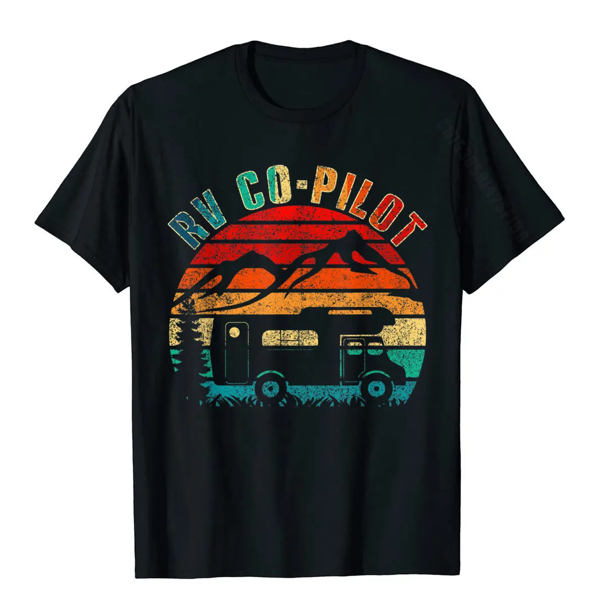 RV Co-Pilot Camping Funny Vintage Motorhome Travel Vacation T-Shirt Cotton Tshirts For Fashionable Tops & Tees Designer Casual