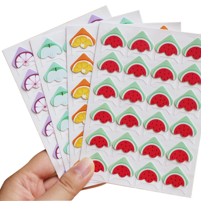 96 Pcs/Lot (4 Sheets) DIY Fruit Set Cartoon Corner Stickers Cute Paper Sticker For Photo Albums Frame Decoration Scrapbooking