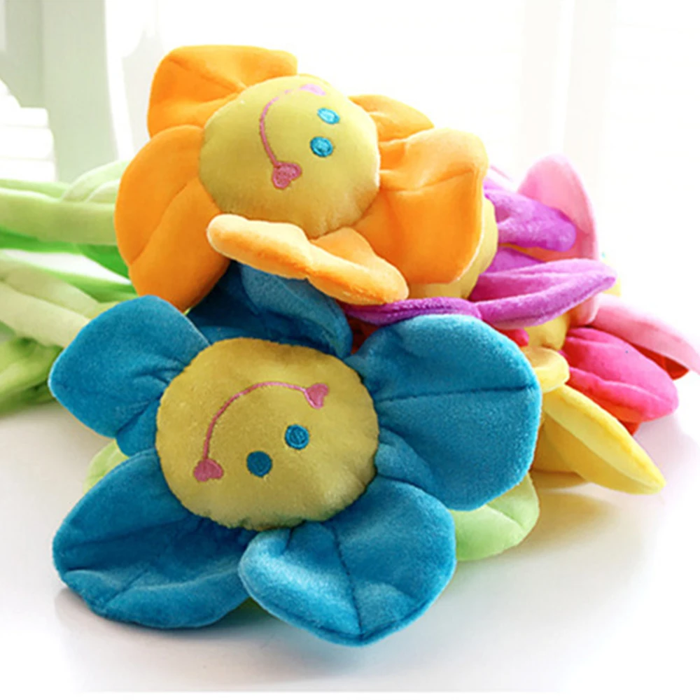 16PCS Plush Flowers Smiley Face, 40cm Long Bendable Stems 8 Assorted Colors Happy Smiles Sunflowers Gift for Boys and grils