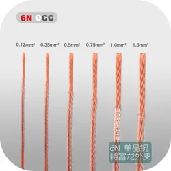 5M 6N OCC Multi-Core High Purity Single Crystal Copper Wire Transparent PTFE Skin DIY Machine Internal Welding Connection Wire