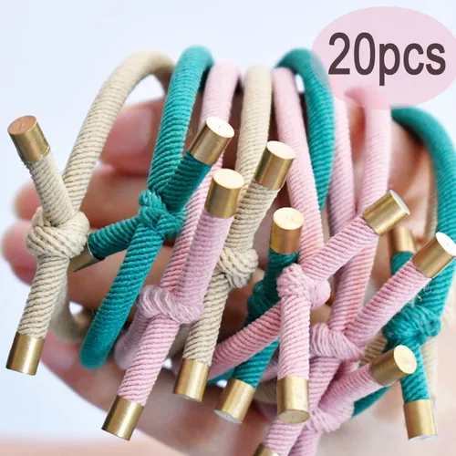 Imagen 1 del producto 20 unds/pack de bandas elásticas de goma para el cabello para mujer, gomas para el cabello anudadas con estilo para niñas, accesorios para corbatas, venta al por mayor
