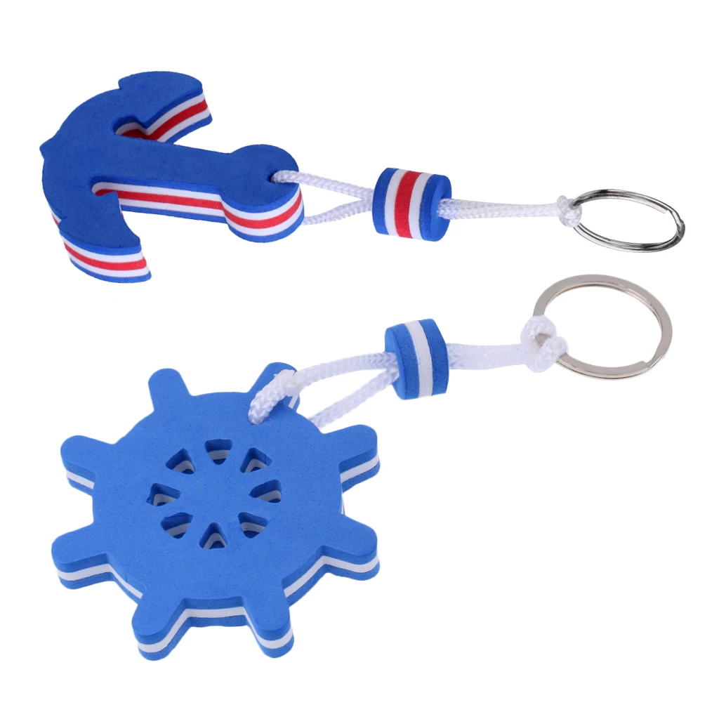 

Kayaking Boating Sea Fishing Water Floating Keychain Key Ring for Couples Lovers Anchor and Rudder Blue Swimming Sport Accessory