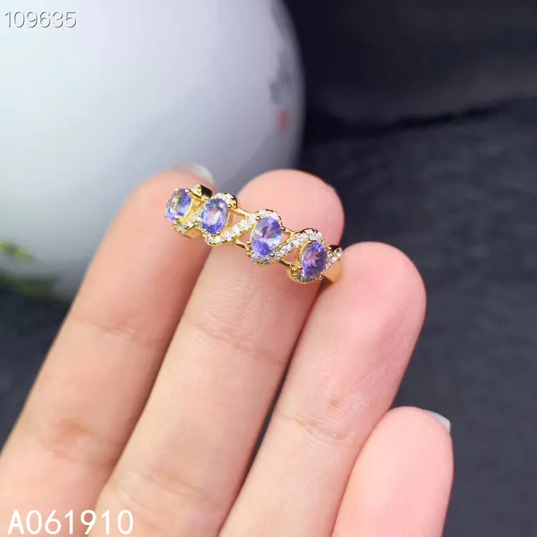 

KJJEAXCMY Boutique Jewelry 925 Sterling Silver Inlaid Natural Tanzanite Gemstone Female Ring Support Detection Luxurious