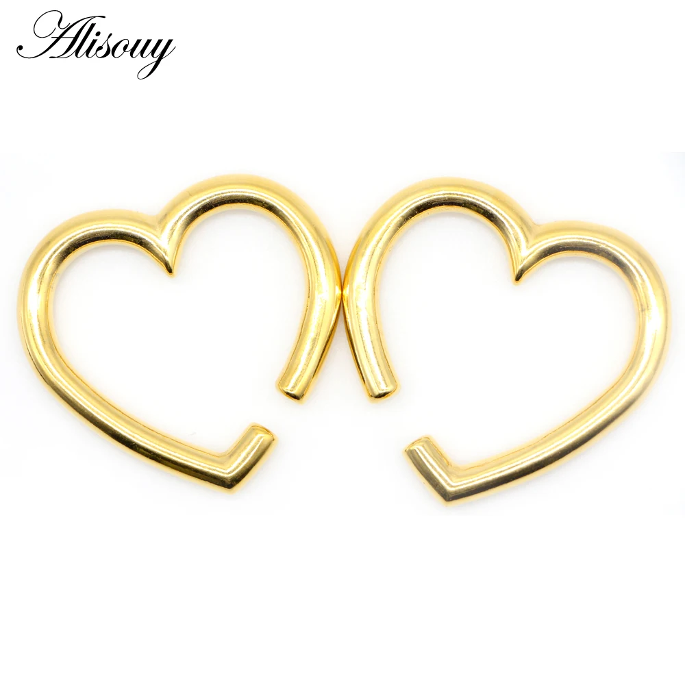 Alisouy 1pc Heavy Weight  Love Heart Ear Gauges Expander Stretcher Stainless Steel Piercing Body Jewelry Fashion Gift For Women