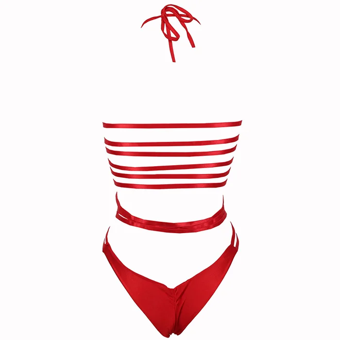 عميق الخامس الرقبة بيكيني ملابس السباحة النسائية الرسن ثوب السباحة 2021 Monokini سلسلة مثير ملابس السباحة قطعة واحدة عالية قطع ملابس السباحة #3