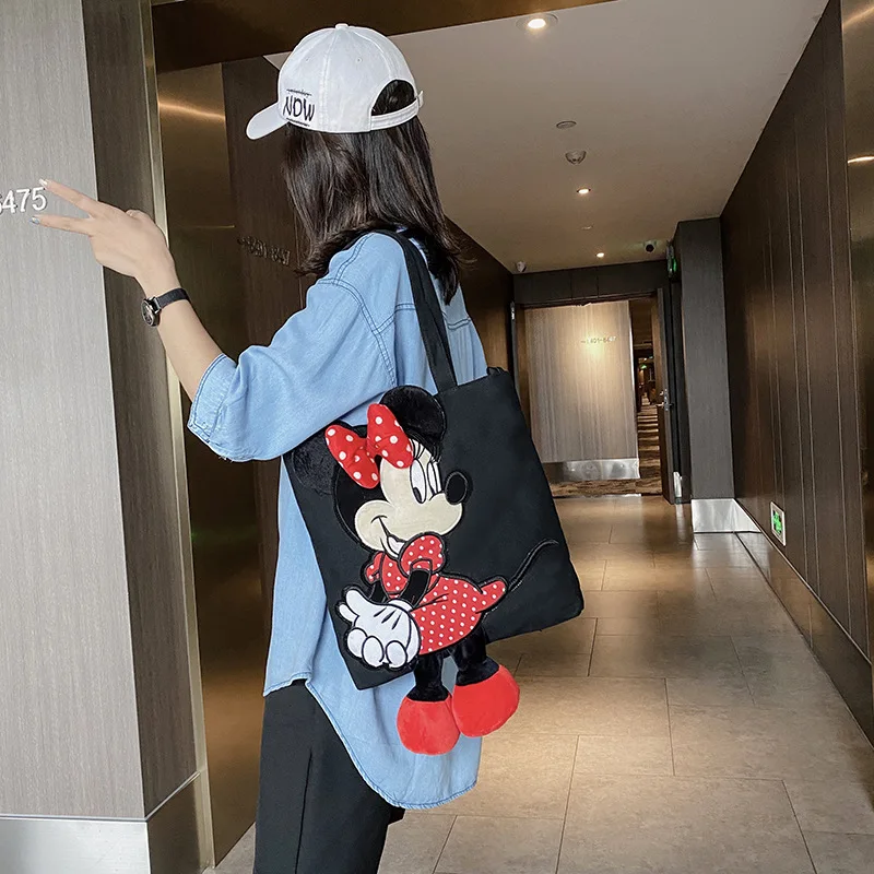 Disney Mickey Mouse Minnie płócienna torba damska messenger niosąca dużą pojemność animacja kreskówka studenci niosący torbę na ramię