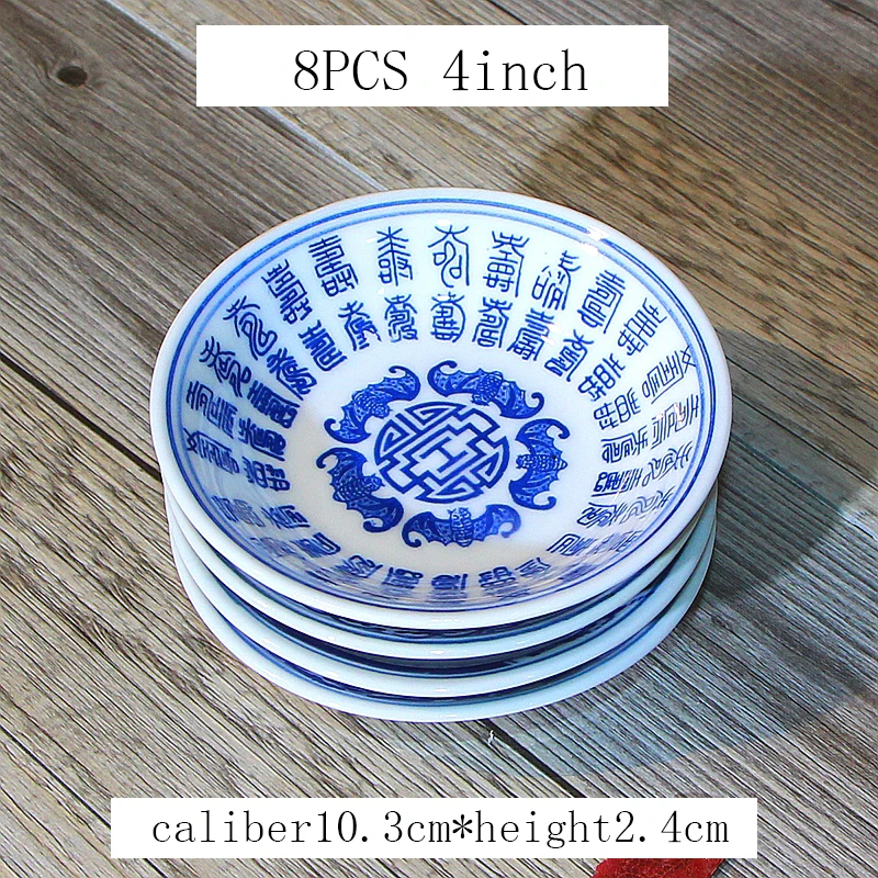 8PCS/Lot Jingdezhen Ceramic Spice Dish Blue and White Porcelain Small Seasoning Plate Home Tableware Accessories Dishes Plates