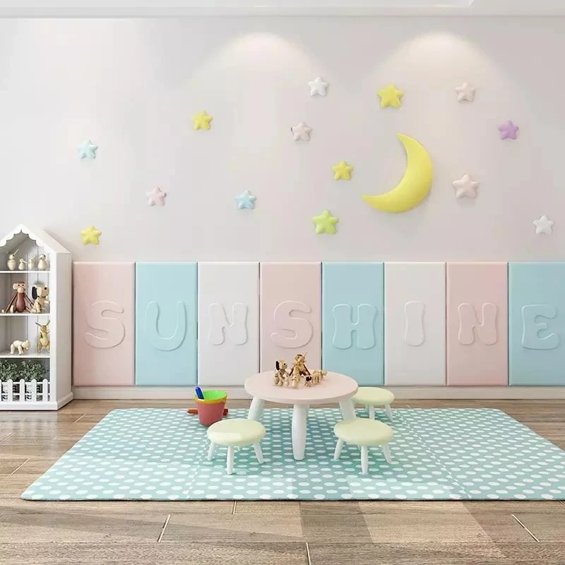 Headboard Bed Wall Sticker for Girl Kids Room Lovely Stars Moon Self Adhesive Panel Bedroom Decor Home Accessories