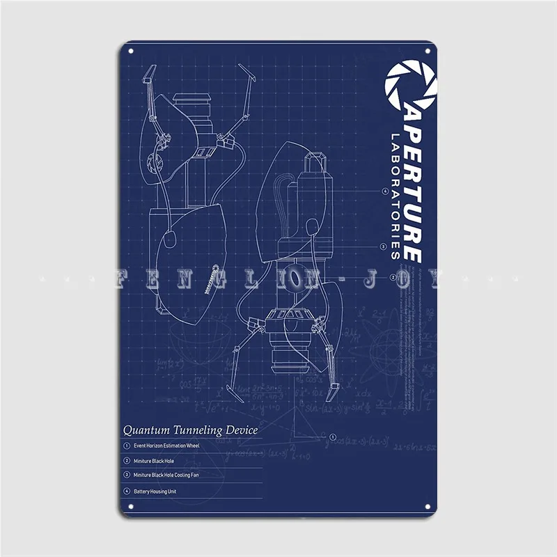 Portal 2 Fan Blue Print Metal Plaque Poster Wall Cave Club Bar Personalized Mural Painting Tin Sign Poster