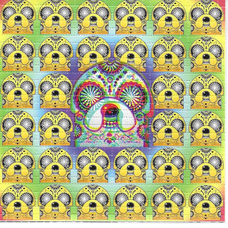 Crazy Time Psychedelic LSD Acid Free Blotter Art Print Trippy Perforated Paper Painting Wall Picture Home Decor Poster