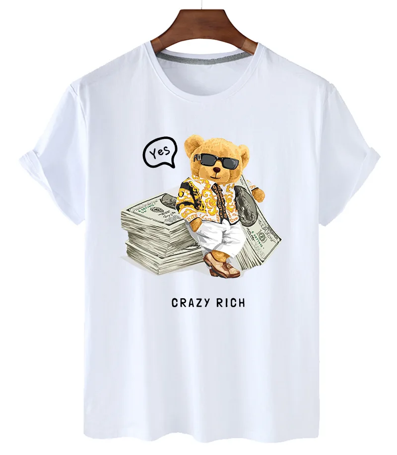 100% Cotton Funny Bill Bear Big Shirt Top Short-sleeved O-neck Loose T-shirt Female Plus Size T-shirt For Men And Women S-4XL