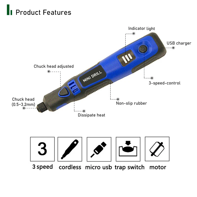 Cordless Mini Drill Engraving-Pen Dremel-Tools Accessoraies-Set Adjustable Grinding 3.6V With Multifunction Home Diy