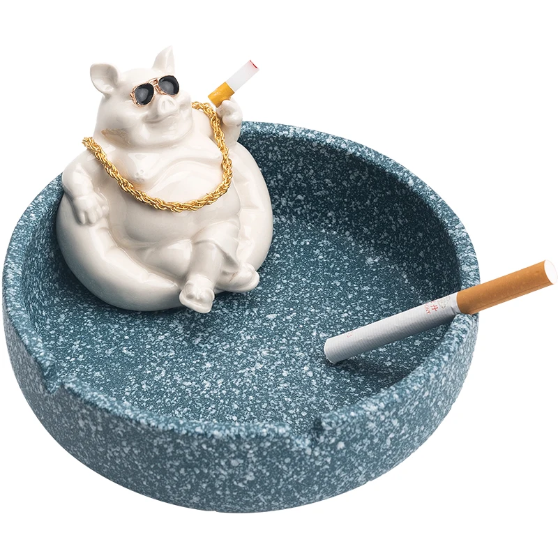 Creativity Rich Pig Ashtray Ceramics Funny Pigs Shape Cigar Ashtrays Ifts for Boyfriend Home Living Room Storage Ornaments