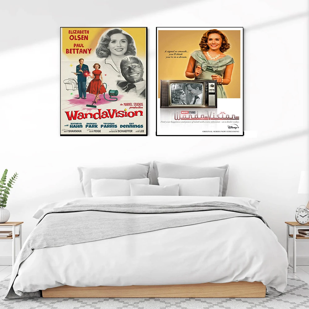 Retro Movie Poster WandaVision TV Series Canvas Painting Wall Art Picture Witch Prints Nordic Living Room Home Decor Frameless