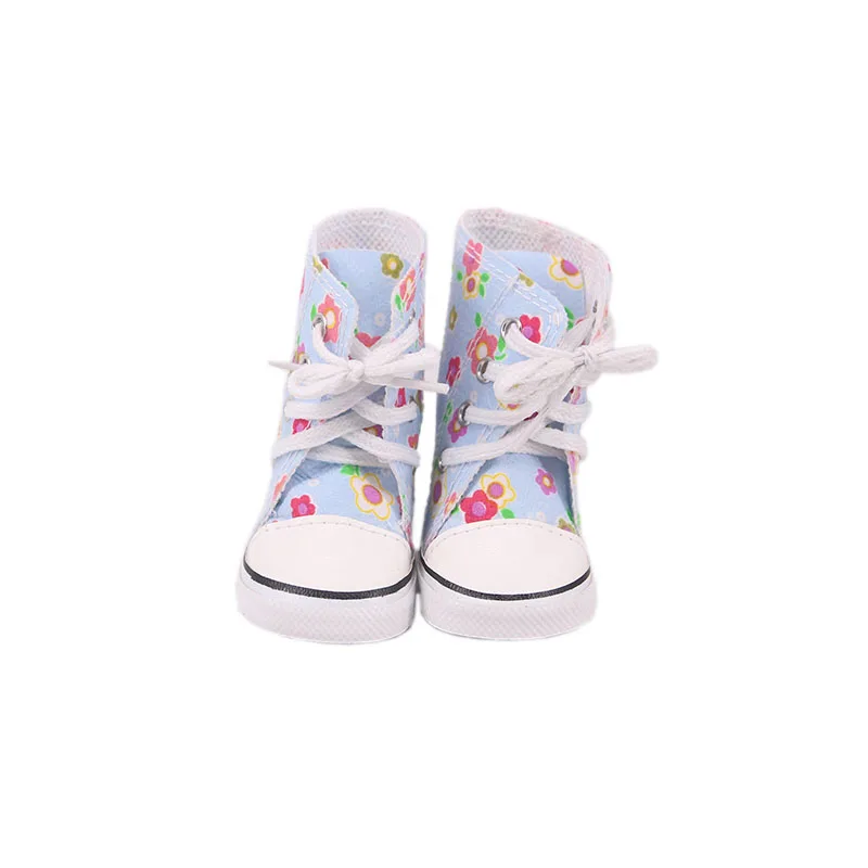 Doll Shoes Colorful Canvas High Boots 18 Inch American Doll Girl Born Baby Clothes Accessories For 43 Cm Flowers/Stars,Kids Toy