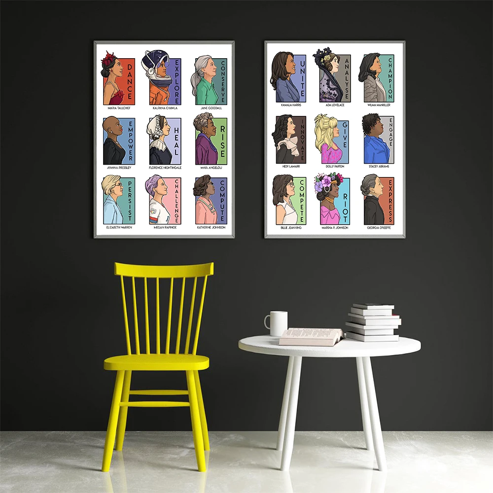 Great Mighty Women in History Poster and Print Wall Art Canvas Painting Nordic Posters and Prints Wall Pictures for Living Room