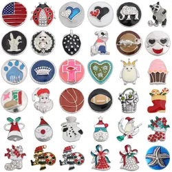 6pcs/lot DIY Crystal Metal Snap Buttons Jewelry Christmas Gift Snowman Santa Fit 18mm Snap Jewelry DIY Bracelet