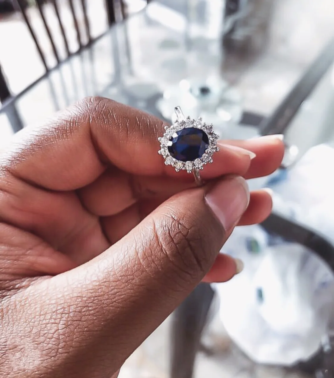 Princess Diana ring finger Real 100% 925 Sterling Silver Blue green Natural Sapphire gemstone Rings For Women Wedding jewelry