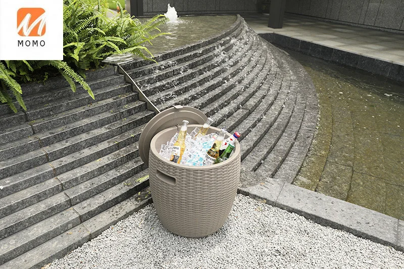 Home and Garden furniture Leisurely Wicker Side Table ice bucket