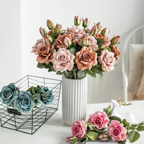 Large Silk Rose Branch