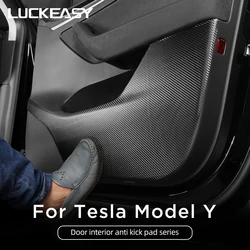 LUCKEASY para Tesla Model Y 2020-2024, guantera para puerta de coche debajo del tablero, almohadilla antipatadas, pegatinas protectoras de película de borde lateral