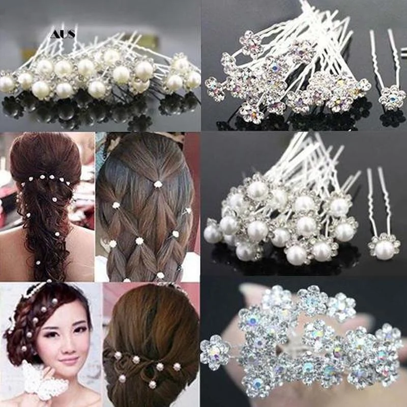 女性用U字型バレッタ,20個,ヘアピン,シミュレートされたパールピン,ヘアアクセサリー,結婚式,スタイリングツール