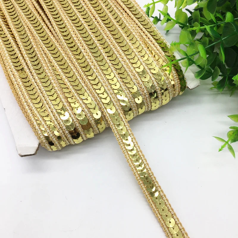 3 yards 13mm Sequins Ribbon Lace Trim Sequin Fabric For Dress Clothes Headdress Bridal Sewing Accessories DIY