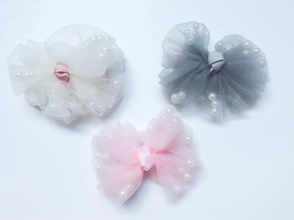 Boutique 15pcs Fashion Cute Mesh Bow Hairpins Solid Pearls Floral Bowknot Hair Clips Princess Headwear Girls Hair Accessories