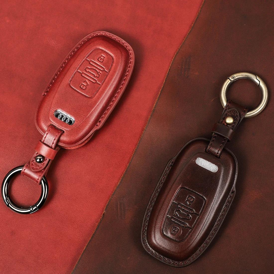Funda de cuero auténtico para llave de coche, accesorio para Audi A4, A5, Q5, B9, A6, A7, S7, 4K, S8, Q7, Q8, SR7, R8, A6L, A8L