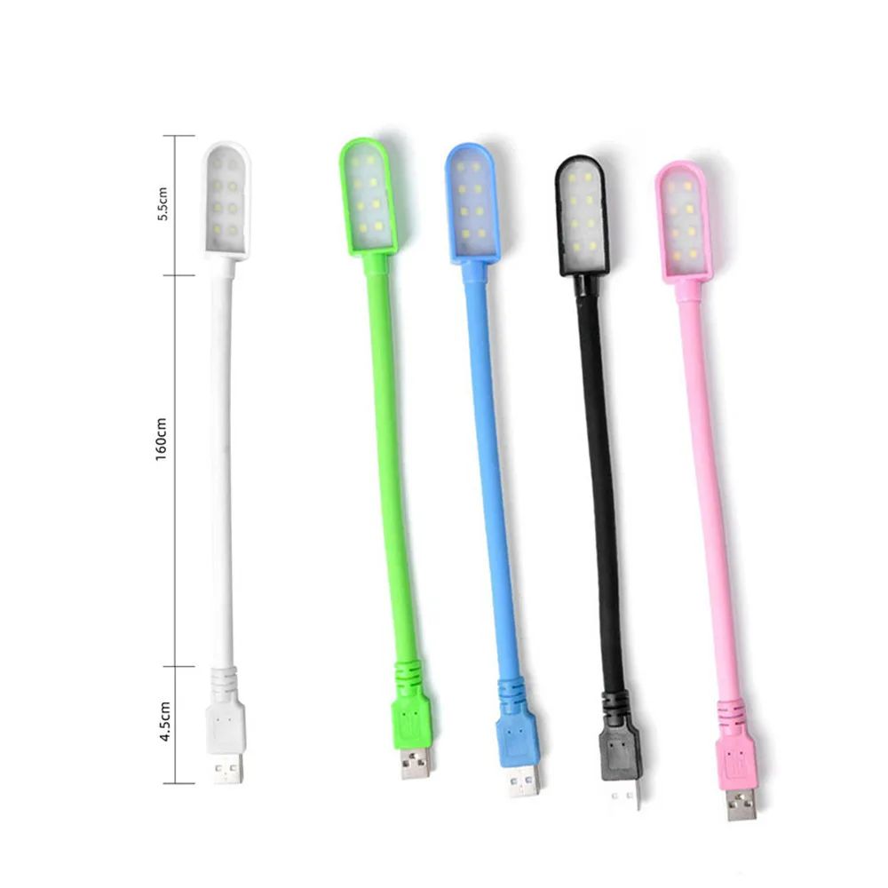 26cm Mini USB Reading Lamp Portable Ultra Bright 8LEDs LED Lamp Flexible Book Light for Power Bank Laptop Notebook PC Computer