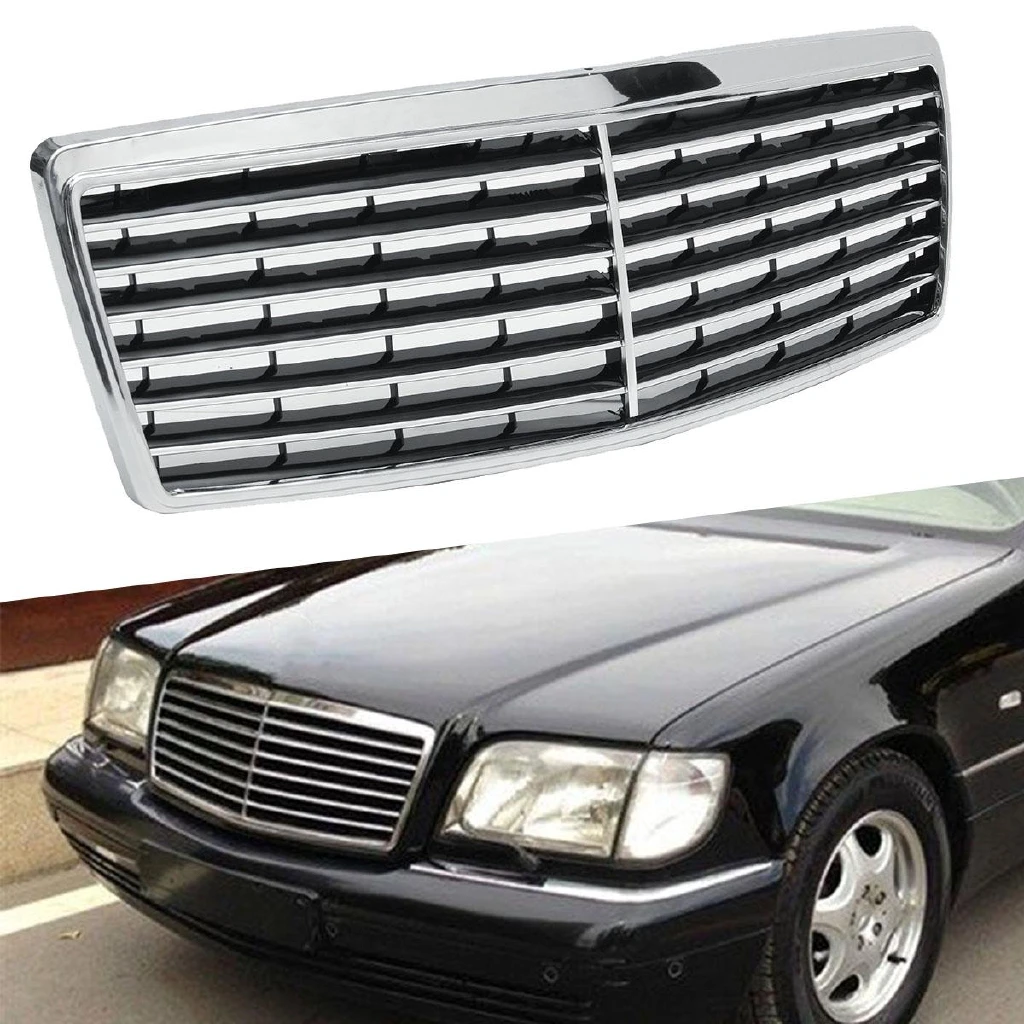 RMAUTO Car Front Bumper Grill Grille Chrome Silver For Mercedes Benz W140 S Class 1994-1999 Car Body Styling Accessories