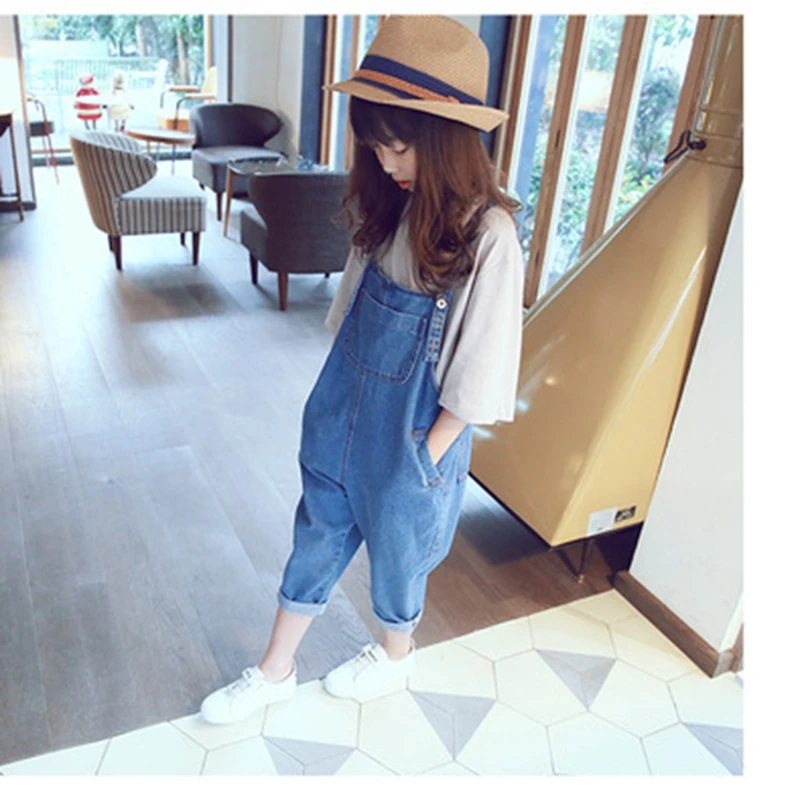 Children's Trousers Jeans Spring and Autumn New Korean Denim Overalls, Children's Neutral Style Kids Jumpsuit