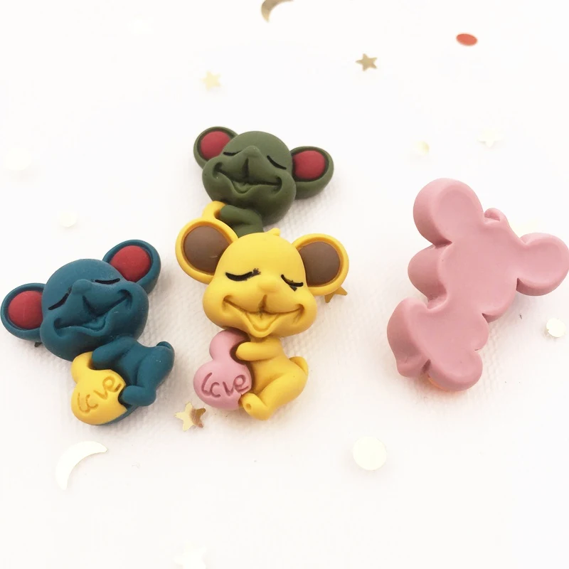 Resin Kawaii Mixed Colorful LOVE Mouse Flat Back Stone Scrapbook 8Pcs DIY Christmas Figurines Decorations for Home Crafts OF885