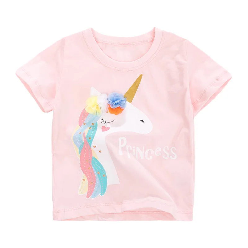 Little maven Baby Clothes for New Year 2024 Lovely Unicorn T-Shirt Cotton Casual Comfort and Soft Tops for Kids 2-7 year