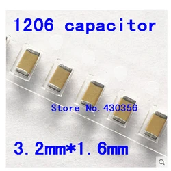 100pcs   1206 SMD capacitor    10UF 25V  106K  ±10%    X7R