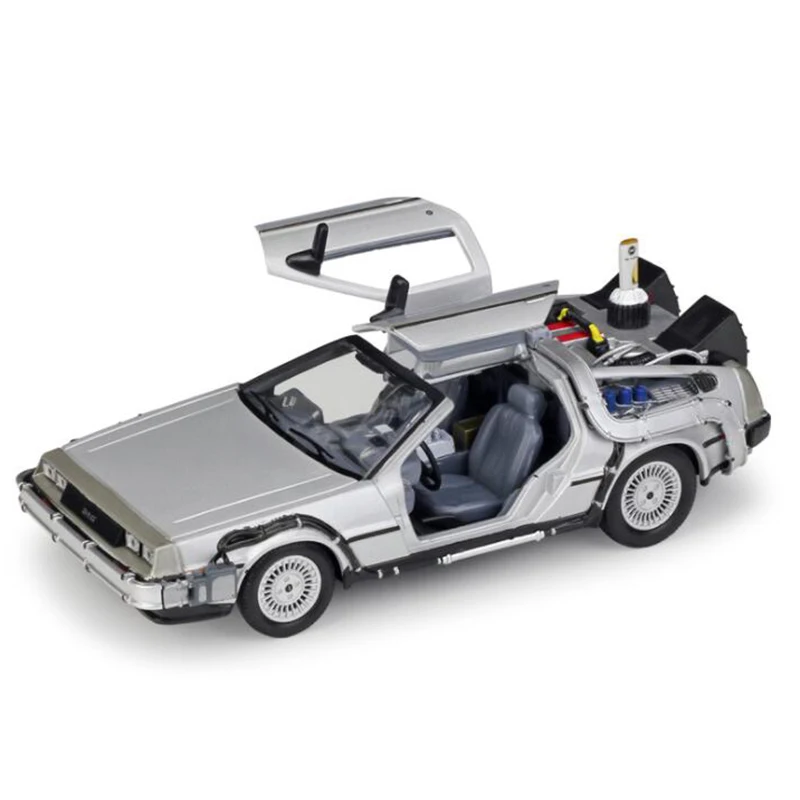 

1/24 Scale Metal Car Diecast Model Part 1 2 3 Time Machine DeLorean DMC-12 Alloy Model Toy Back to the Future Fly version Part 2