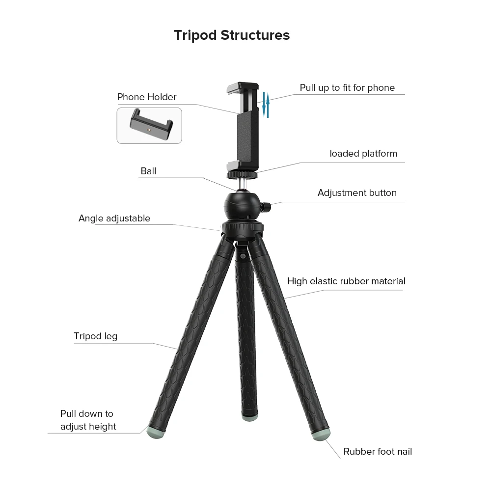 APEXEL Extendable Travel SLR Tripod 360 Rotation Vertical Shooting Phone Tripod Holder With Remote For Gopro Nikon Camera Phone