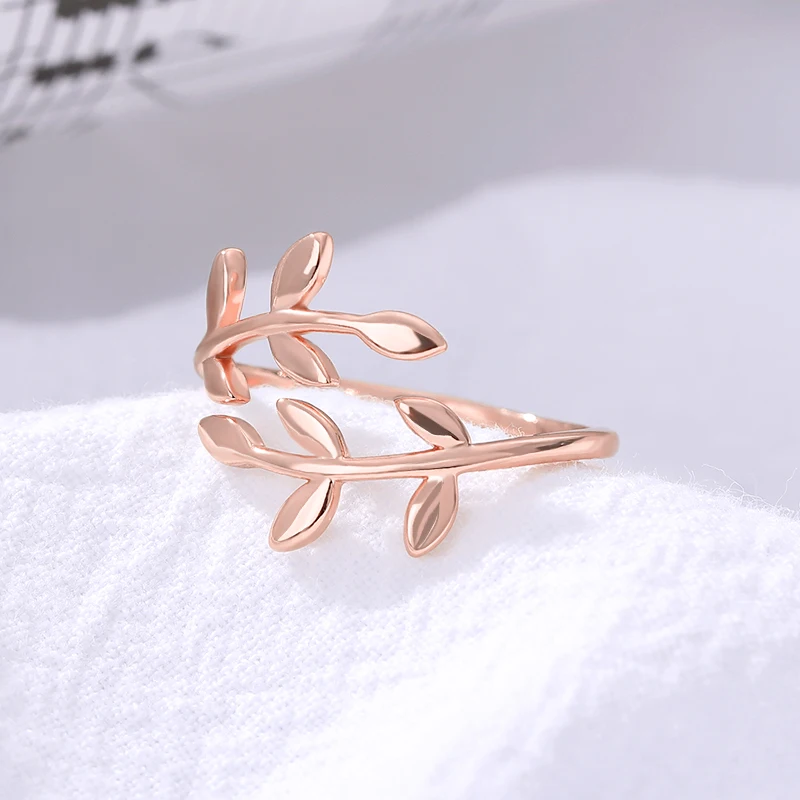 Olive Tree Branch Leaves Rings For Women Open Adjustable Gold Color Ring Plant Female Knuckle Couple Wedding Band Jewelry anillo